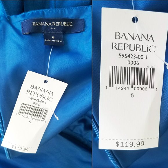 Banana Republic Womens Teal Retro Cocktail Dress with Straps Silk Pleats  NWT - Picture 3 of 10